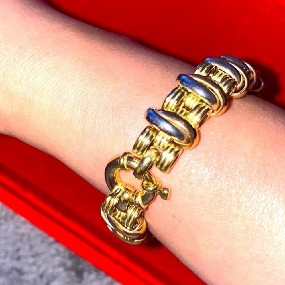 Gold Bracelet modern and unique 14k Italian Gold Jewellery woman’s bracelet 26.5 - Picture 2 of 10